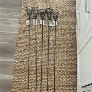 40” tall Set of 5 Black Garden votive candle Stakes